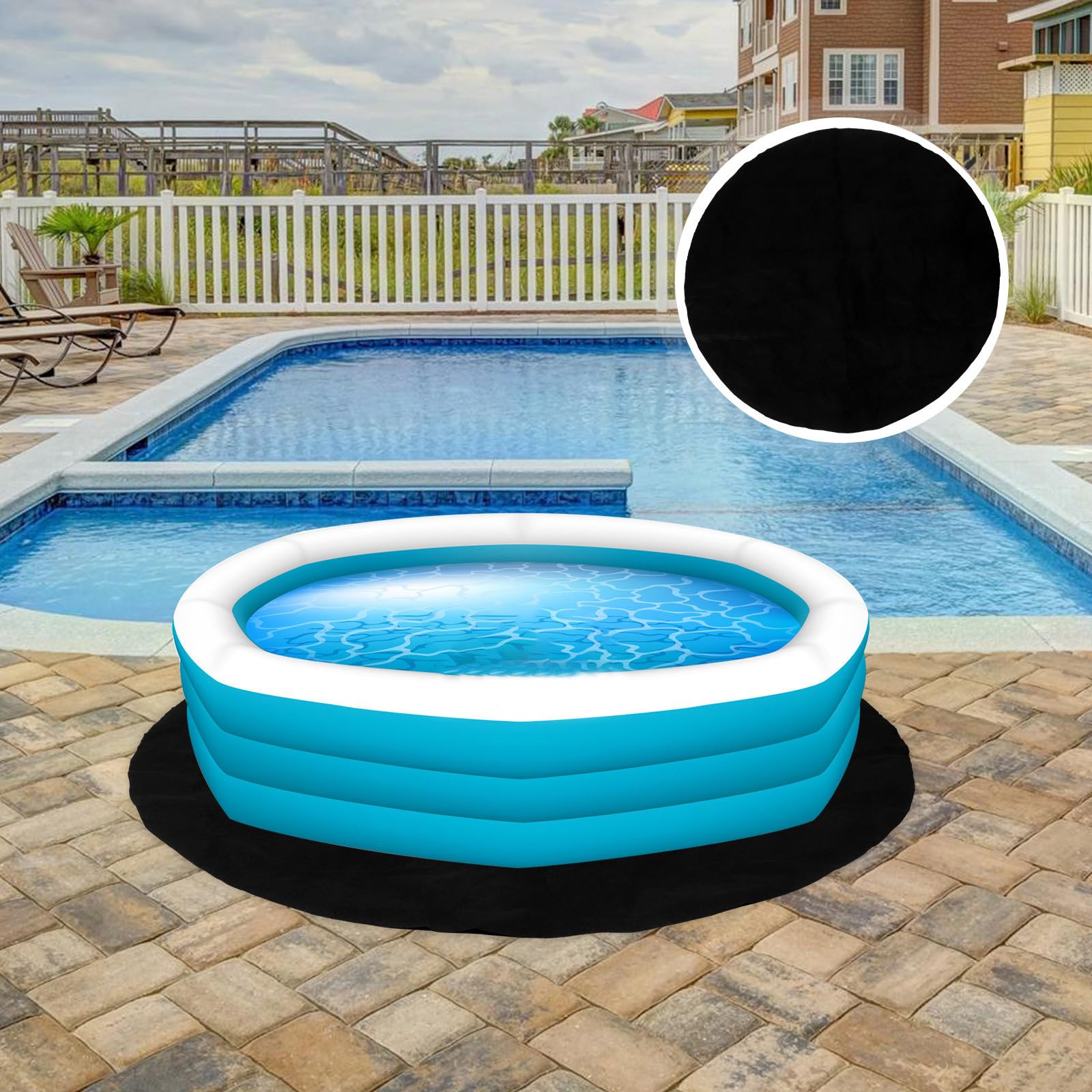 GLEAVI Tapis Rond Multifonction en PE et Feutre pour Spa et Piscine Tapis Antidérapant Imperméable avec Réduction de Bruit