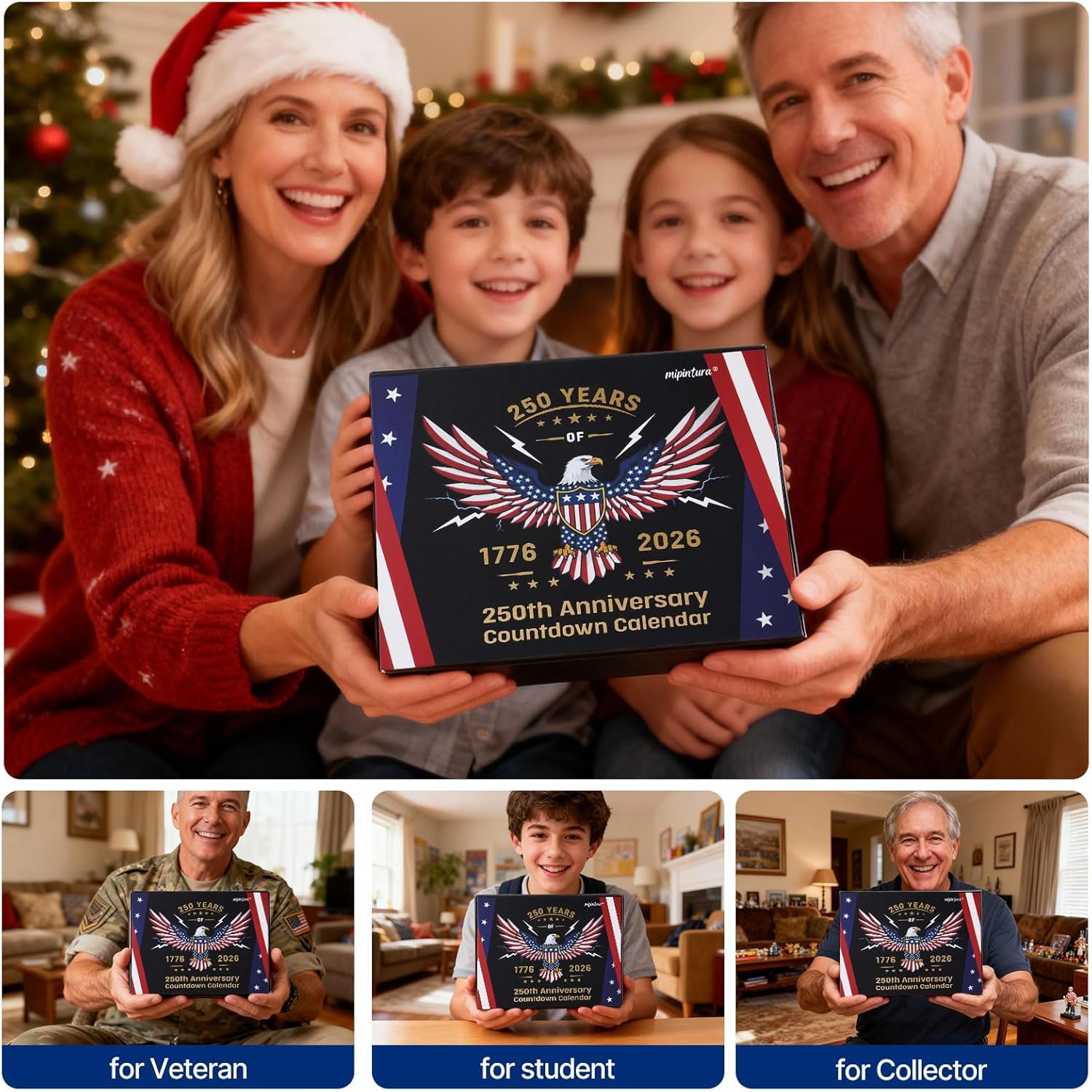 24PCS USA 250th Anniversary Commemorative Coin Gift Set, 2026 Patriotic Gift for Veterans, 250th Anniversary Countdown Calendar Collectors, Adults, Teens
