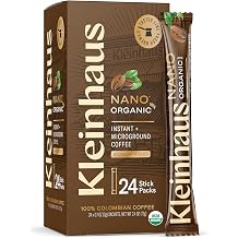Kleinhaus Organic Medium Roast Nano Single-Serve Instant Coffee + Microground | 100% Colombian Arabica Coffee | Freeze dried | Fresh Brewed Taste | 2 X 24 Packets