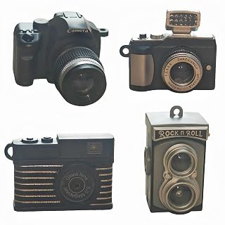 4 Pcs Miniature Camera Set, 1:4 Scale Dollhouse Accessories Mini Prop Vintage Camera