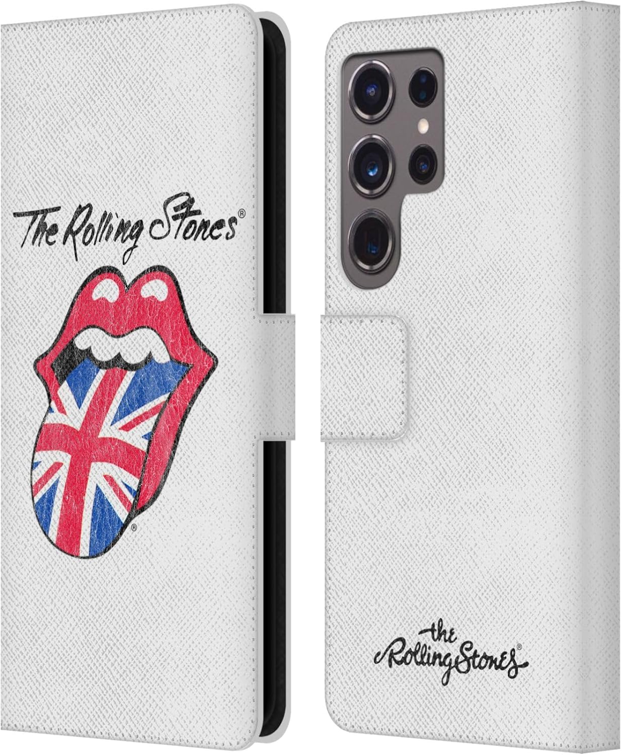 Head Case Designs Officially Licensed The Rolling Stones UK Tongue Key Art Leather Wallet Case Compatible with Samsung Galaxy S24 Ultra 5G
