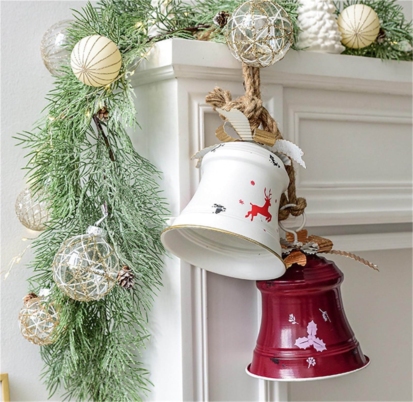 Campane Natalizie Decorazione Campane Di Corno Metallo Appese All'albero Natale Creative Campanelle For La Decorazione Della Casa Campanelle Di Natale(Rot)