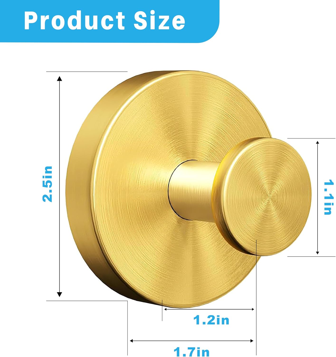 Suction Cup Hooks for Shower, Heavy Duty Towel Hooks for Walls No Damage, Suitable for Hanging Towels, Robes, Coats, Holds 15 lbs-4pack, Brushed Gold