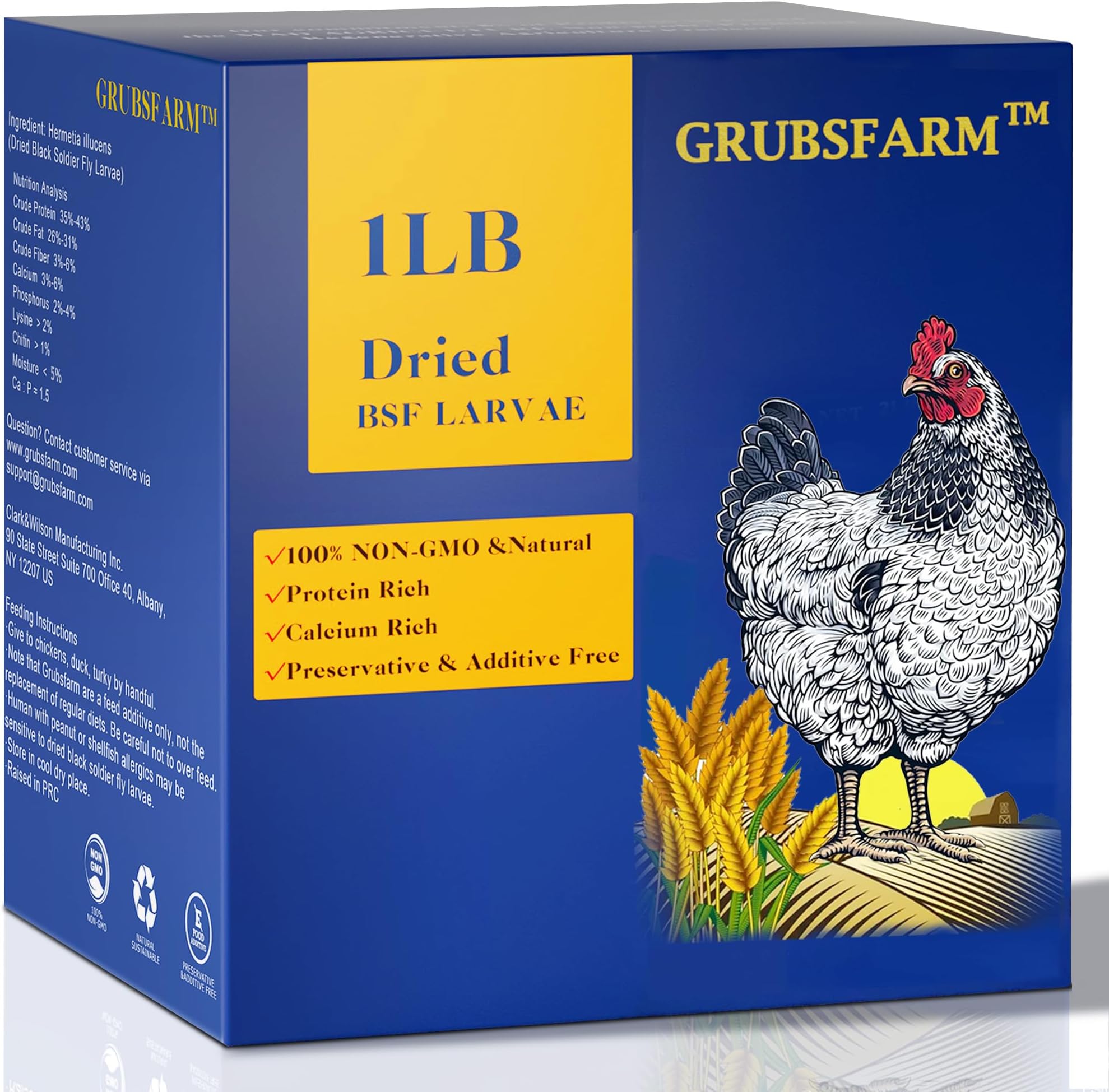 Premium Dried Black Soldier Fly Larvae for Chickens 1LBS - Superior to Mealworms - 85X More Calcium Than Meal Worms - Molting & Laying Hens Supplement - Non-GMO BSF Larvae Treats for Ducks