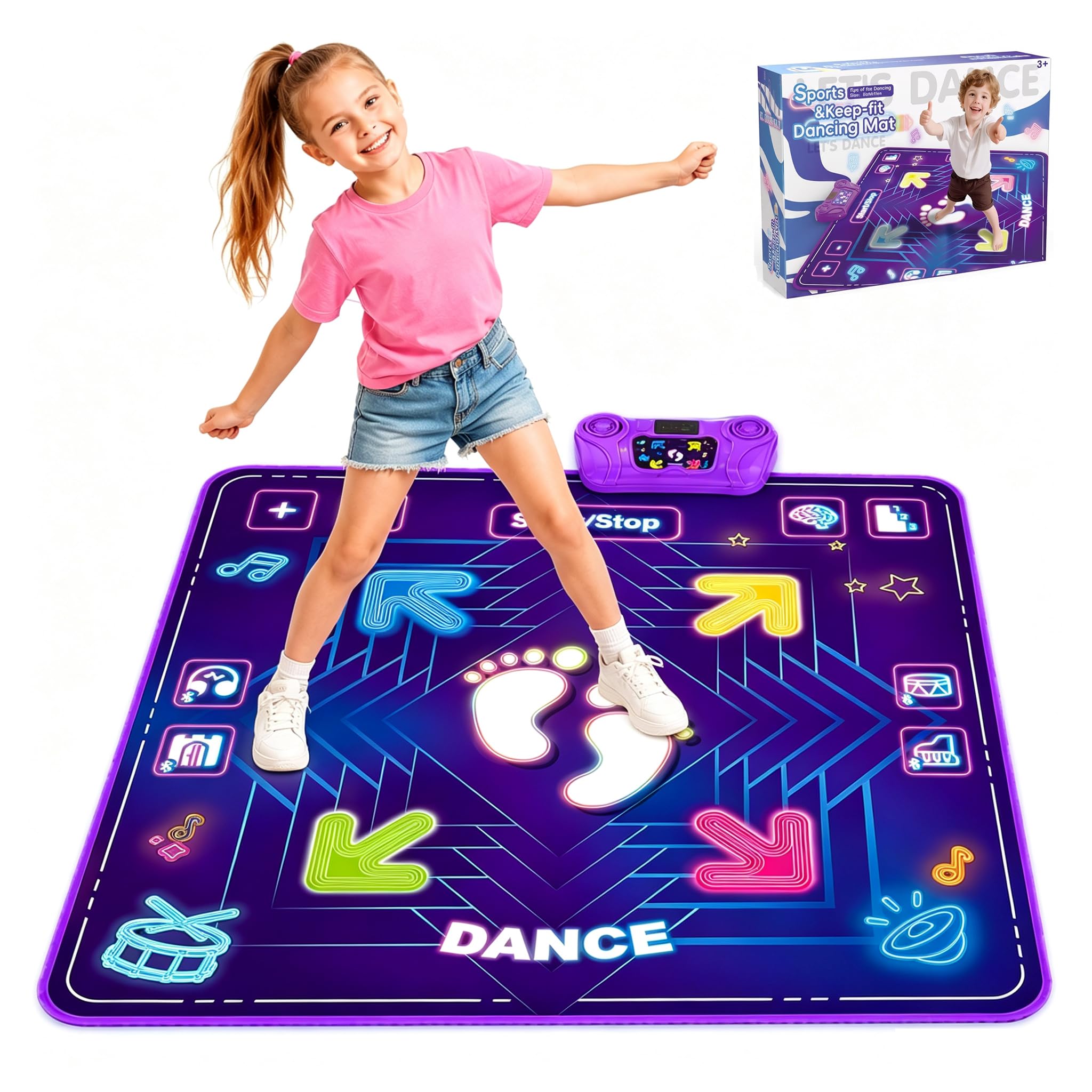 Tappetino da ballo per bambini, 5 modalità di gioco, 3 velocità, display a