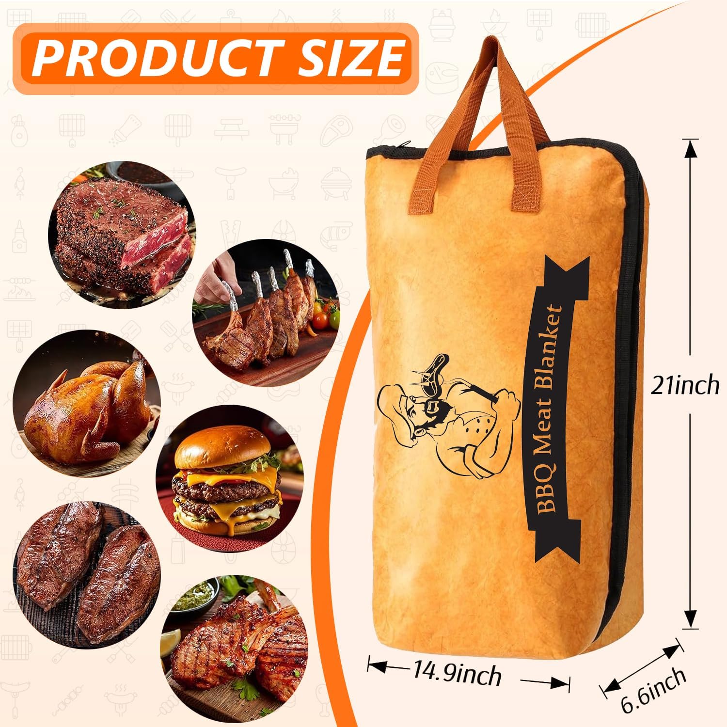 21inch BBQ Blanket for Resting Meat, Christmas Gift Meat Resting Blanket Insulated Smoker Grilling Bag for Juicy Flavorful Meats, Ribs, Pork & More Durable, Easy to Clean & Portable - Image 2