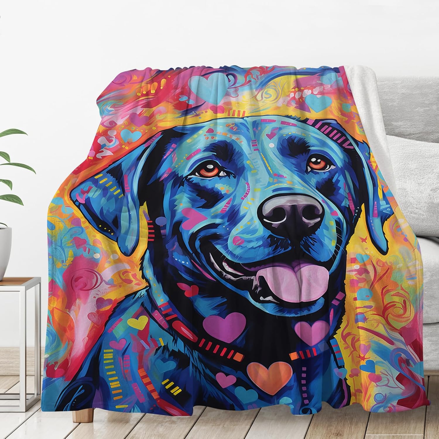Labrador Retriever Dog Gifts - Colorful Art Blanket, Unique Plush Lab Throw Blanket, 60"x50"