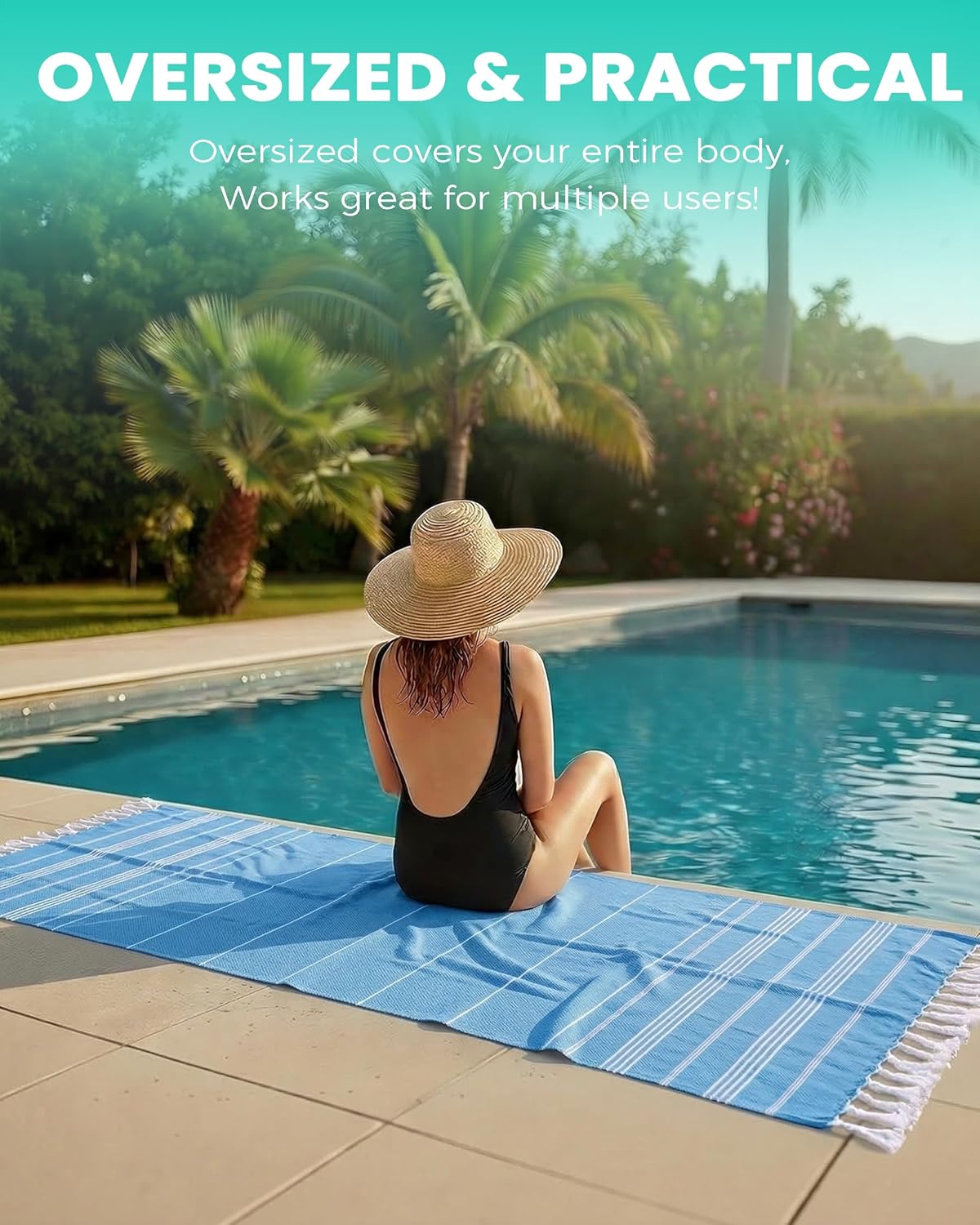 Antfuny 2 Packs Turkish Beach Towels Pool Towel Beach Mat Sauna Blanket Fast Drying Sand Proof Cute Aesthetic Travel Trip XXL Big Wet Cool Beaxh Towell Besch Tows Inside Bundle Couple Cat Each towela
