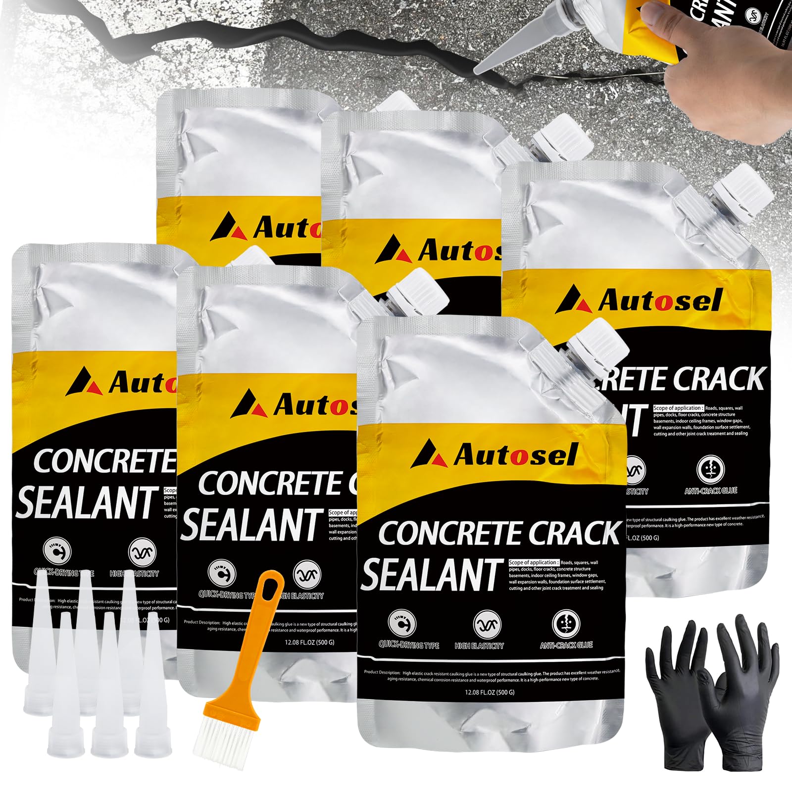Autosel 6-Pack Concrete Crack Filler Heavy-Duty Repair