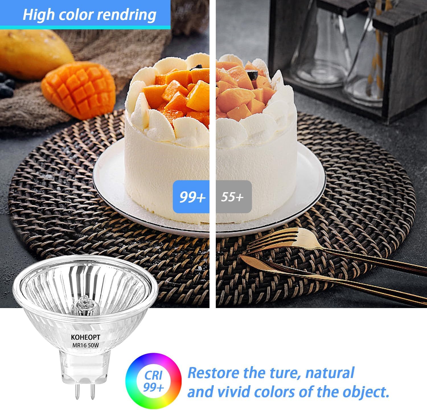 MR16 20W Halogen Light Bulbs 2 pin,12V Durable 4 Packs High Output GU5.3 Base for Landscape Lights, Track Lights, Desk Lamps, Dimmable, 2700K Warm White