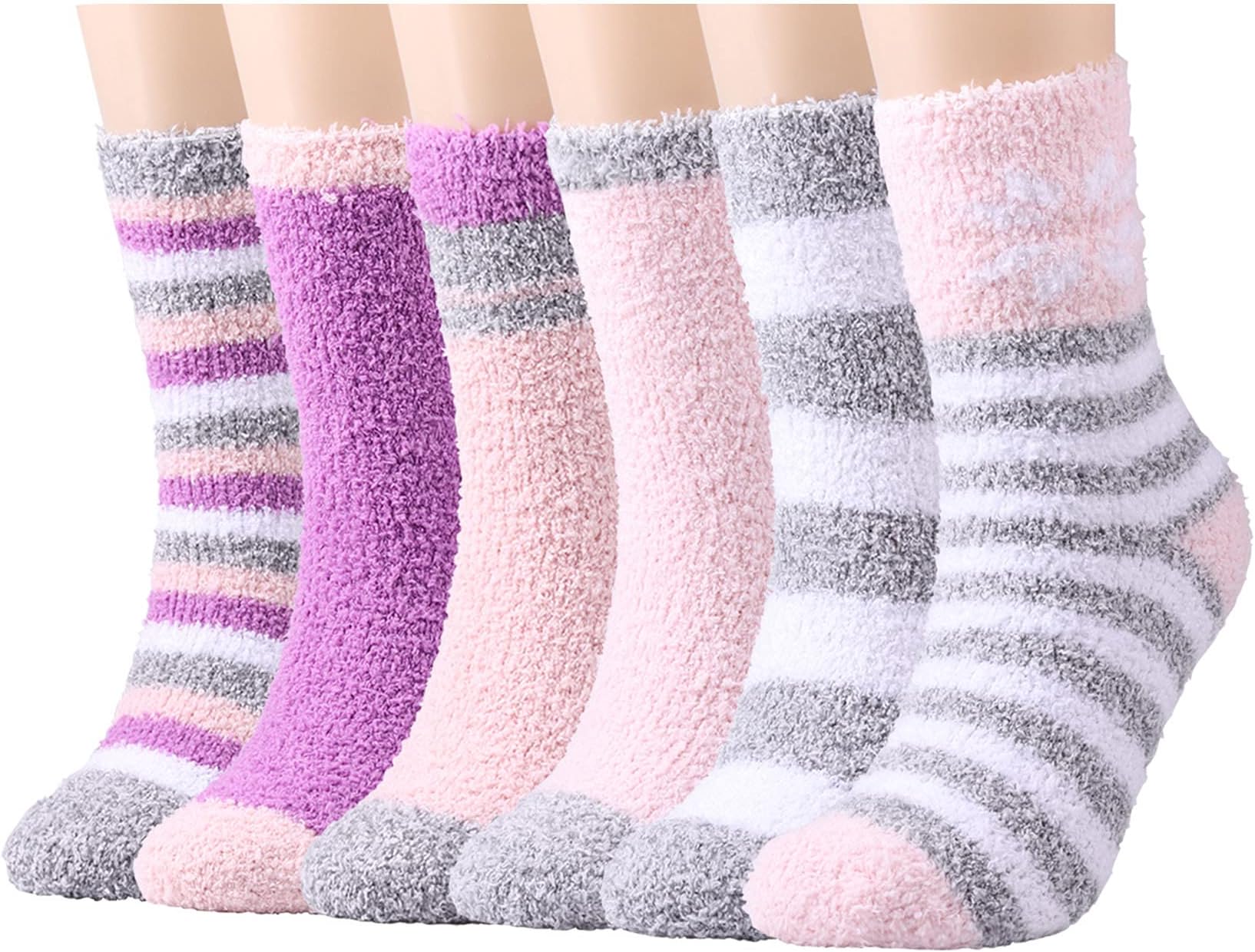 Free YokaFuzzy Socks for Women Fluffy Plush Crew Cozy Slipper Socks for Girls Warm for Winter 5-6 Pairs