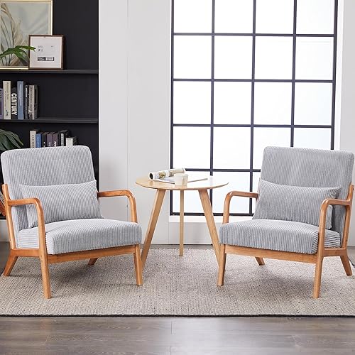 Miniatura 134 de Furnimart Silla decorativa de piel sintética moderna de mediados de siglo; cómodo sillón para ocio, tocador de invitados, silla con respaldo alado