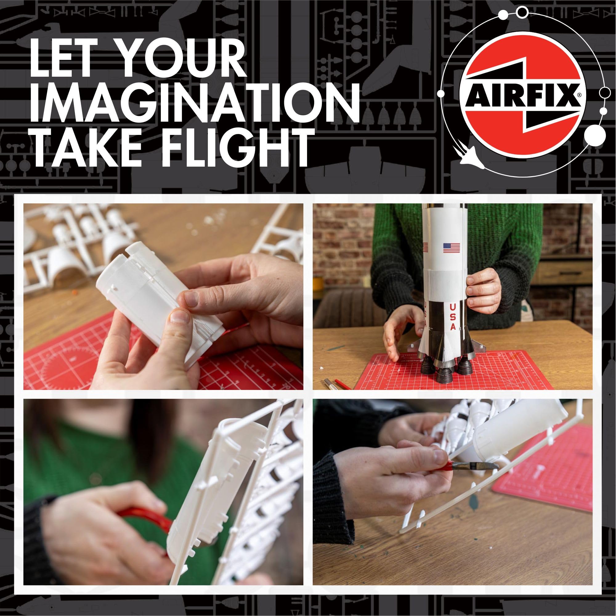 Airfix A50201 Saturno V: maquetas de plástico, Naves espaciales para Adultos y niños 8+ años. Incluye: Escala, Pinturas acrílicas Humbrol, Pinceles y policemento