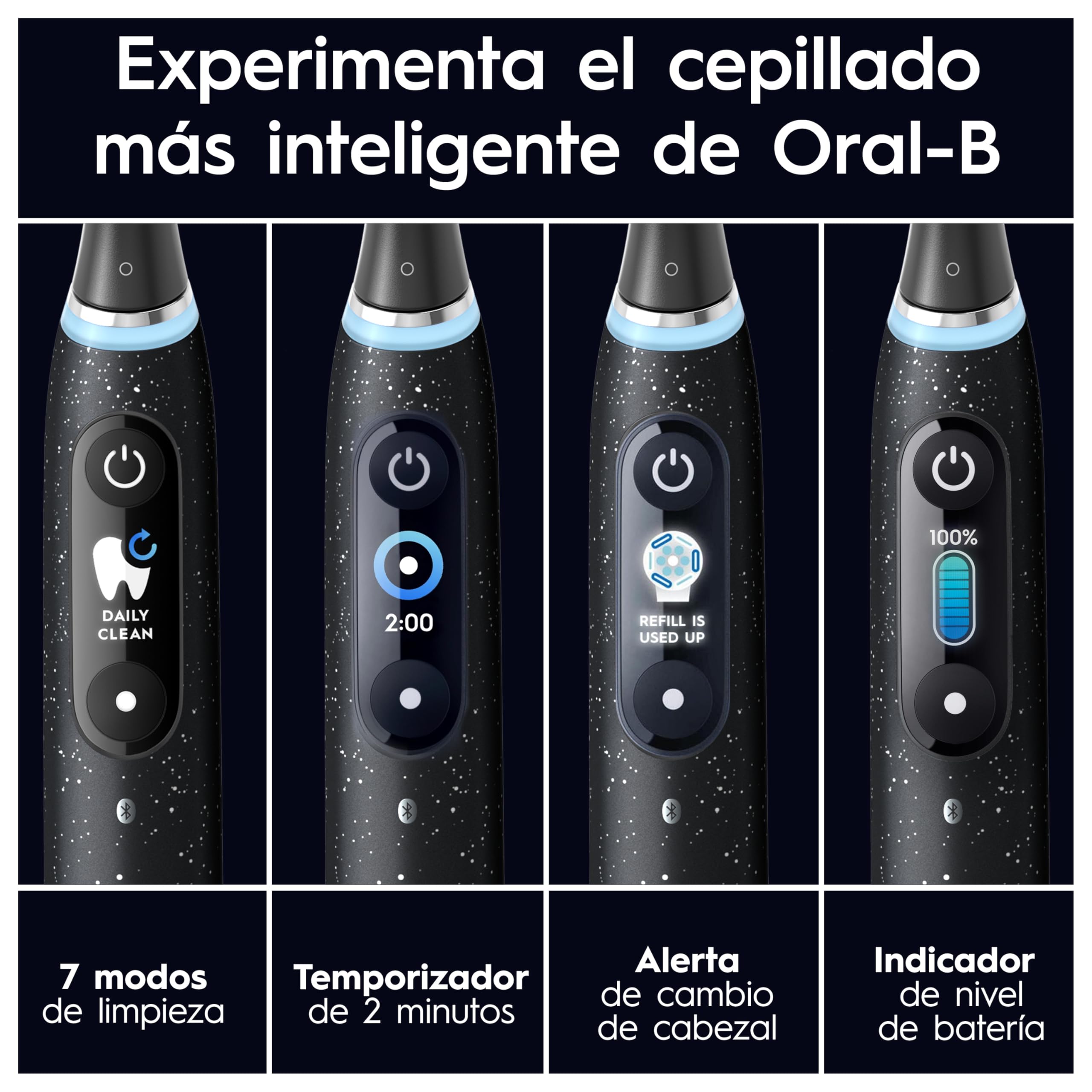 Oral-B iO 10 Cepillo de Dientes Eléctrico con 7 Cabezales, Negro | Cepillo Dental con Estuche Cargador de Viaje, 7 Modos de Cepillado con Blanqueamiento Dental, Recambios Ultimate Clean