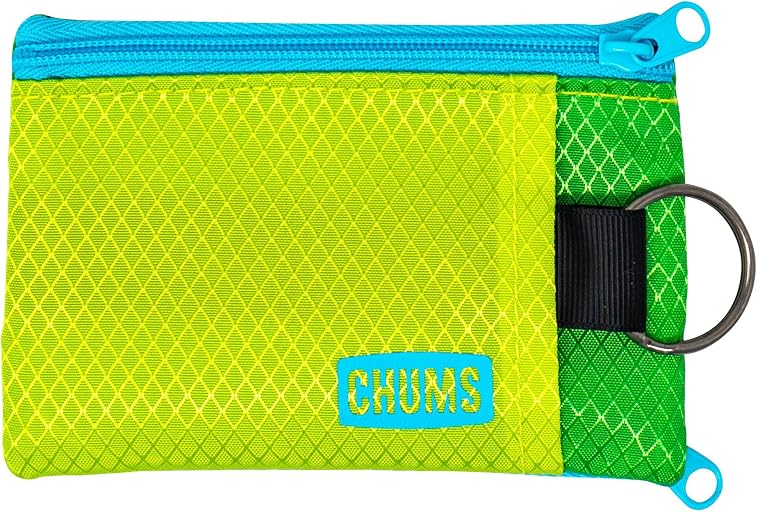 Chums Surfshorts Wallet - Solid Colors Collection, Lightweight Slim Wallet with RFID Blocking Card & Clear ID Window - Zippered Minimalist Wallet w/Key Ring