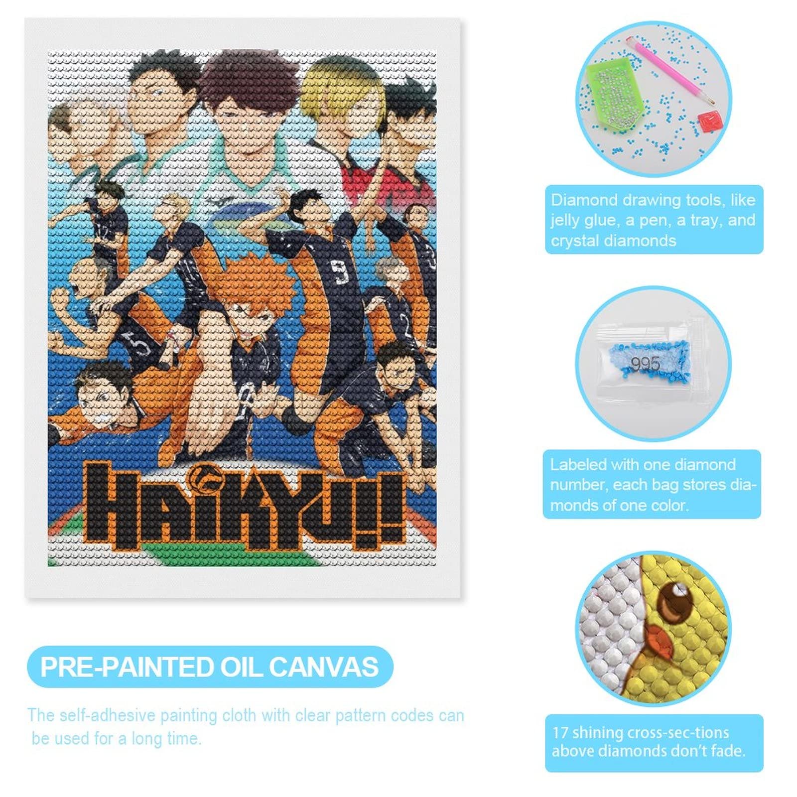 Amazon | ハイキュー Haikyuu 5D ダイヤモンドアート セット