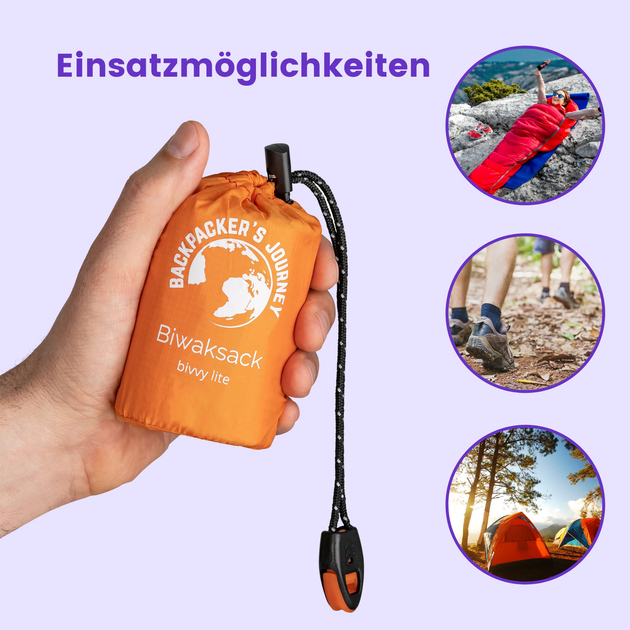 Backpacker's Journey Nowy plecak biwski, ultralekki i wodoszczelny śpiwór awaryjny, idealny na kemping, wędrówki i przygody