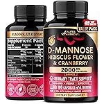 D-Mannose 2000mg with Cranberry & Hibiscus - Clinically Tested Strength for Urinary Tract Health - Supplement for Women - Bladder, Liver & Microflora Support - Made in USA - Vegan, 180 Capsules