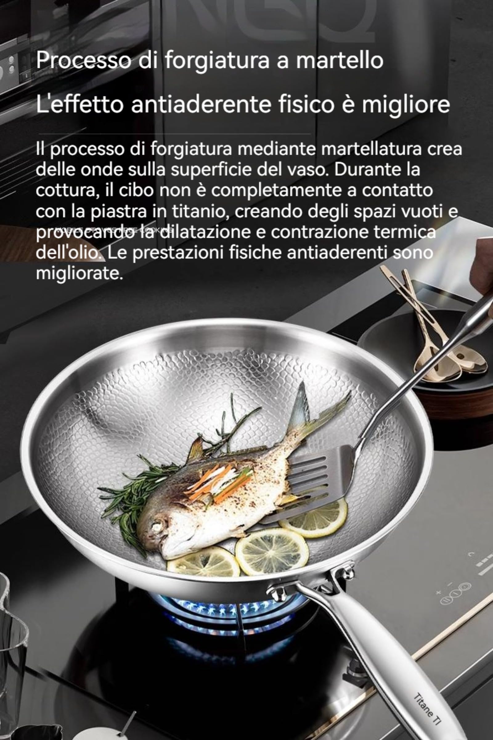 Generico Titanium Hammered Pan PRO con Coperchio, 2025 padelle antiaderenti multifunzionali Ultra Resistenti e AntiGraffio per Cucinare