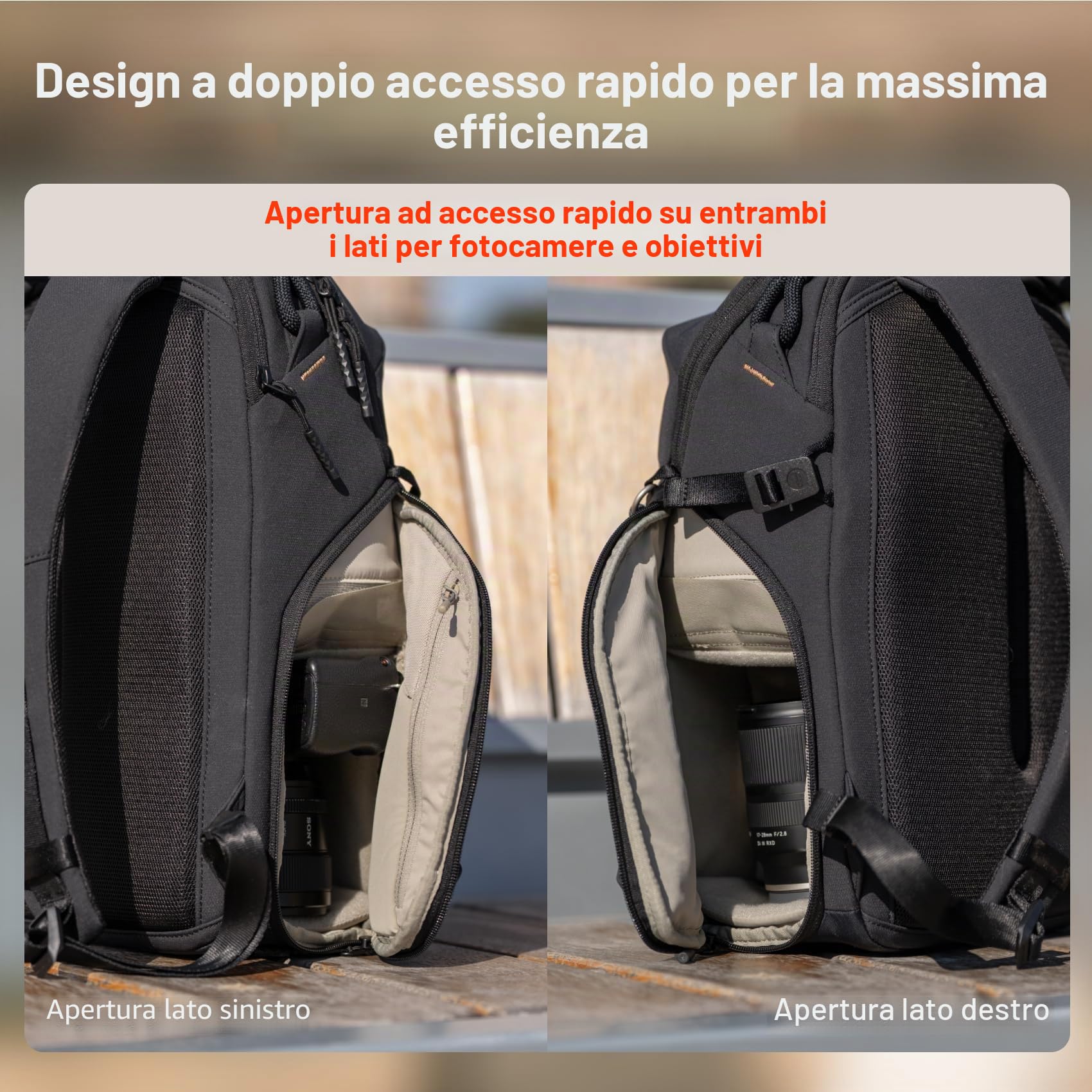 PGYTECH OneGo Lite Zaino per Fotocamera 12L, Piccola Borsa Fotografica Compatta per Donne e Corporature Minute, per Fotocamere Mirrorless/Reflex Sony/Canon/Nikon, Resistente all'Acqua (Bianco)