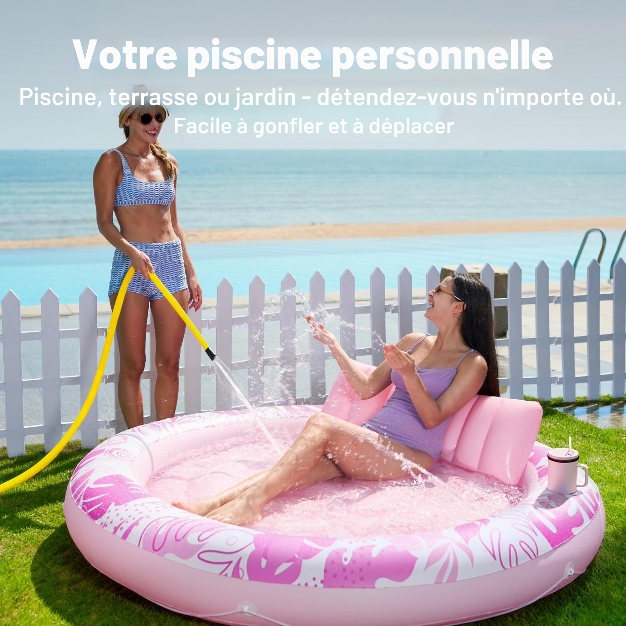 SLOOSH Flotteur de Piscine Gonflable de 182,9 x 165,1 cm pour Adulte avec Oreiller, Grand Radeau Flottant en Tissu de Luxe pour Bronzage, Bain de Soleil, Salon pour Piscine à balles, Cadeaux de fête