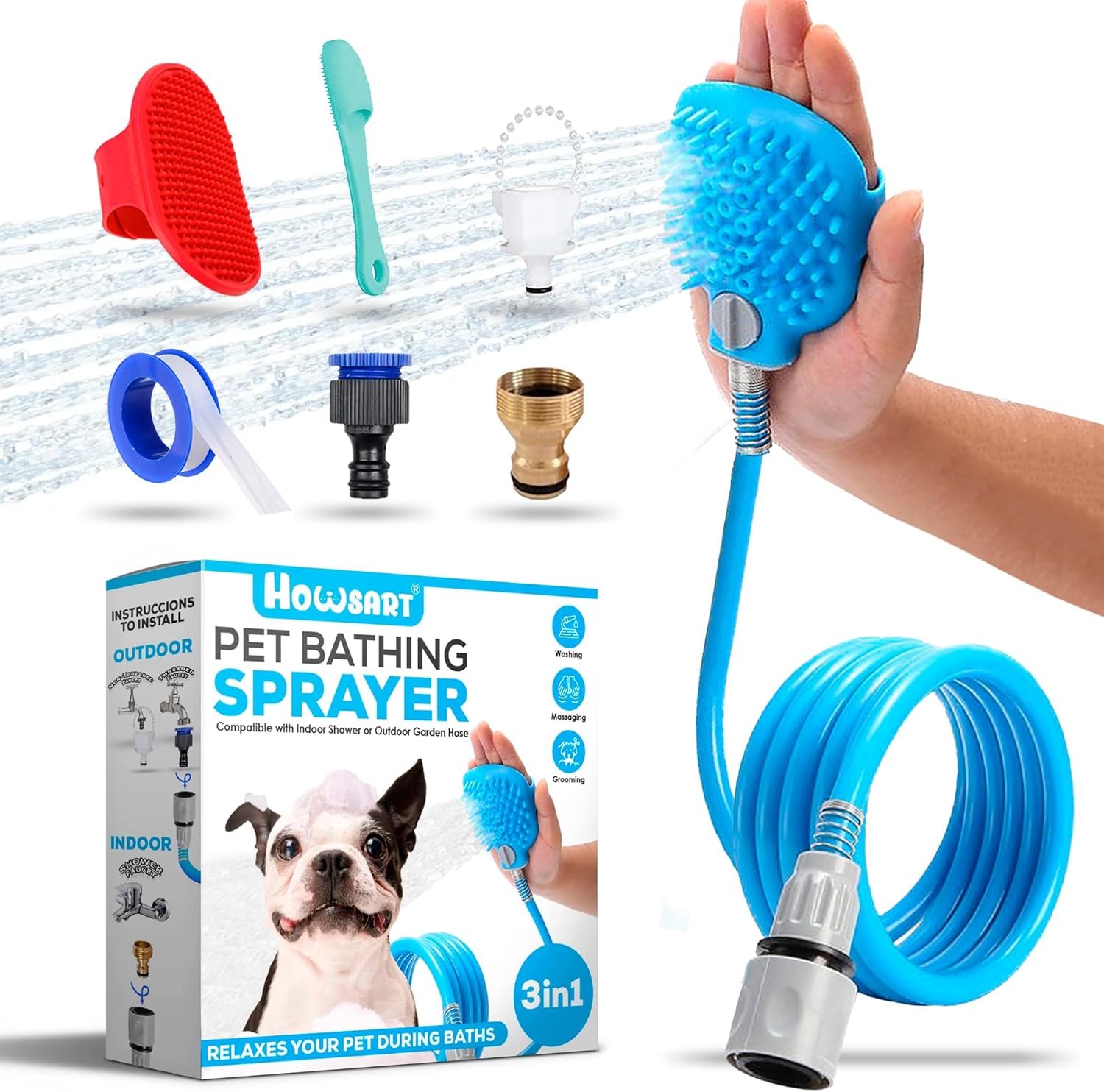 3 in 1 Pack Dog Shower Attachment, Sink Hose Attachment for Tub Faucet with