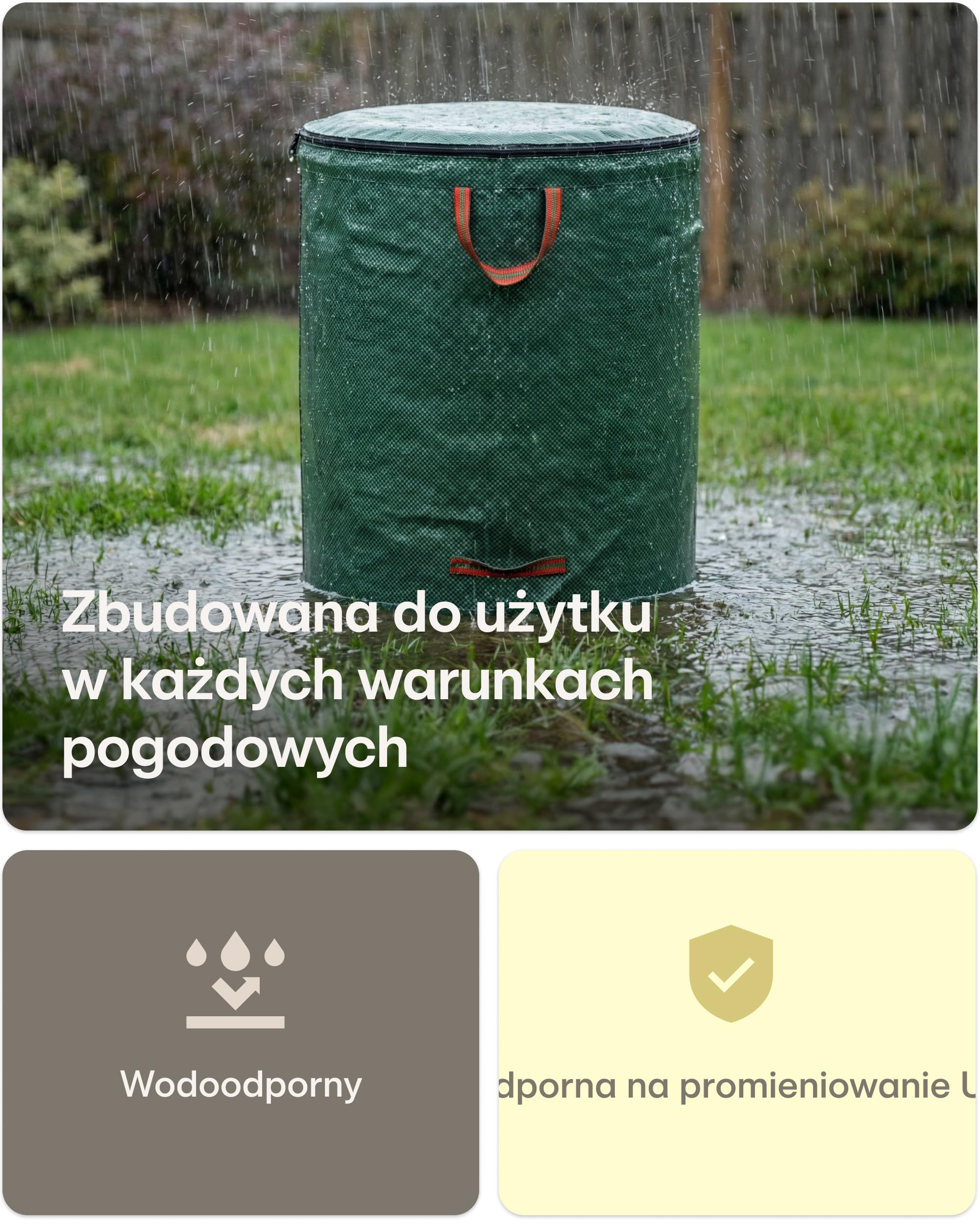 3x Worki Na Odpady Ogrodowe Wielokrotnego Użytku Z Uchwytami I Zamkiem Błyskawicznym Z Pokrywą 300l - Stabilne - Składane - Wytrzymały Polipropylen