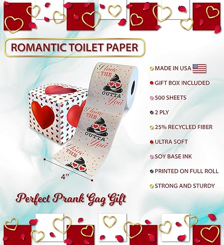 Miniatura 3 de Printed TP Papel higiénico impreso con texto en inglés "I Love You", divertido rollo de papel higiénico para broma, decoración de baño, regalo