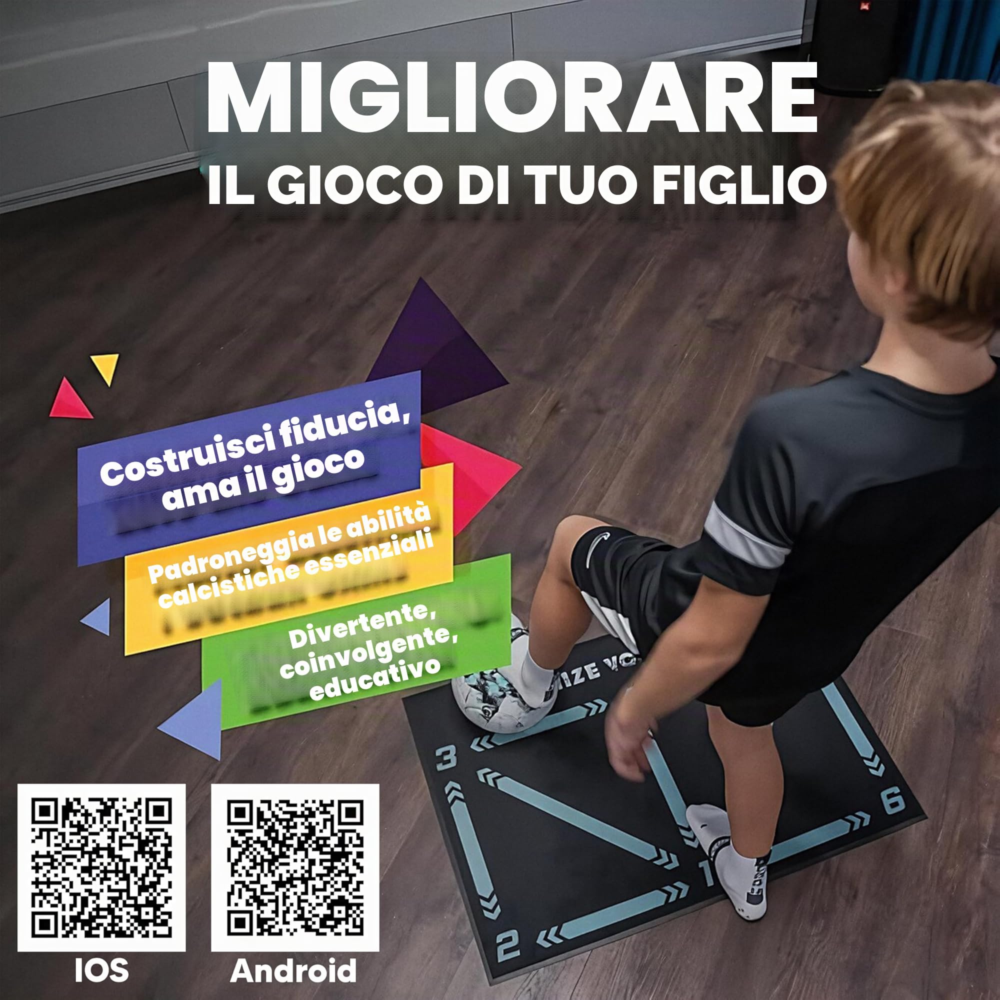 Tappetino da allenamento da calcio con app Mastery - Soccer Mastery Skills XL 90 x 60 cm, regalo per ragazzi | Controllo della palla da dribbling professionale e giochi di sollievo dallo stress per