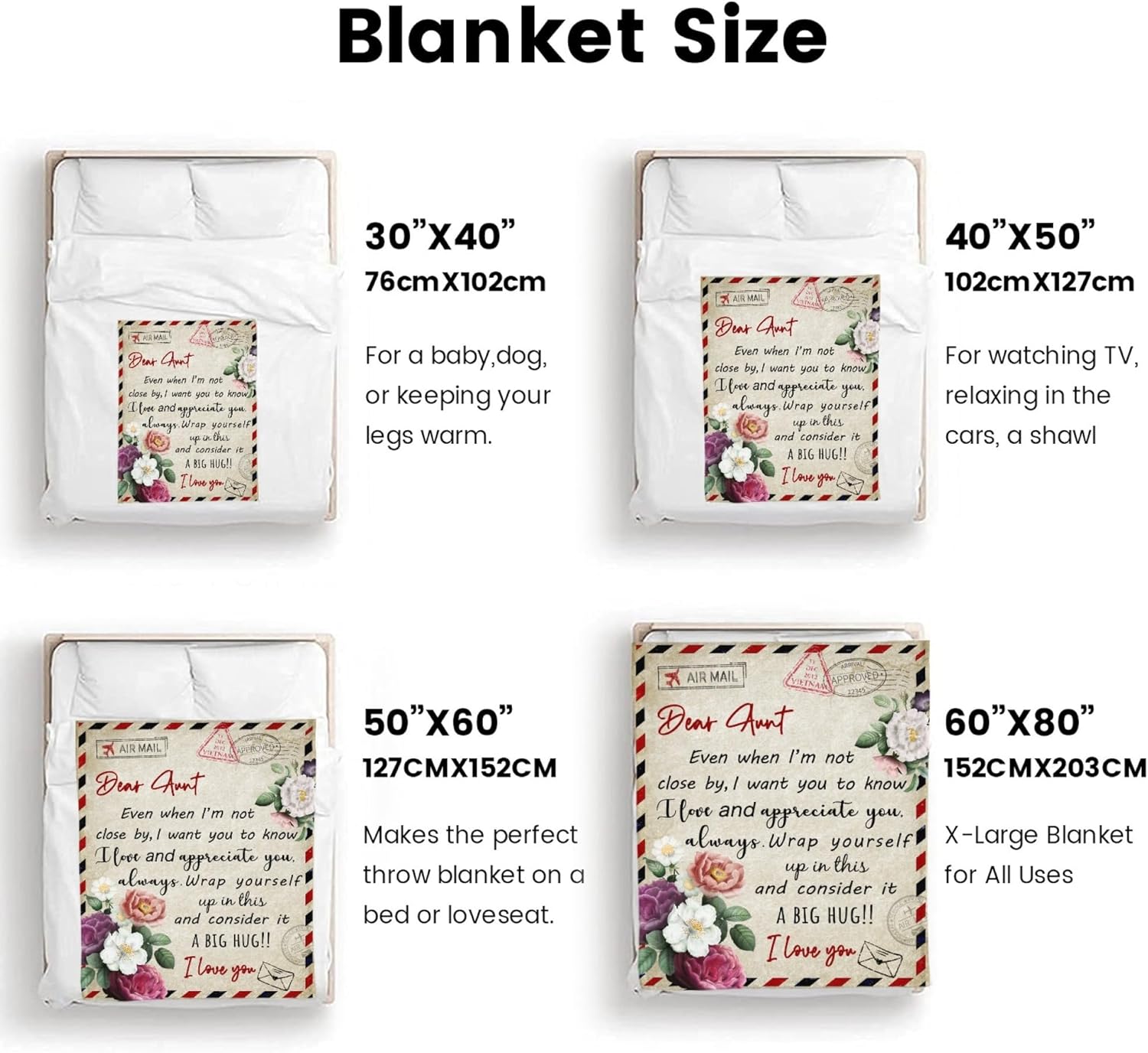 Aunt Gifts Blanket, Best Aunt Ever Gifts, for Aunts from Niece/Nephew, 60"x50" Throw Blanket - Image 5