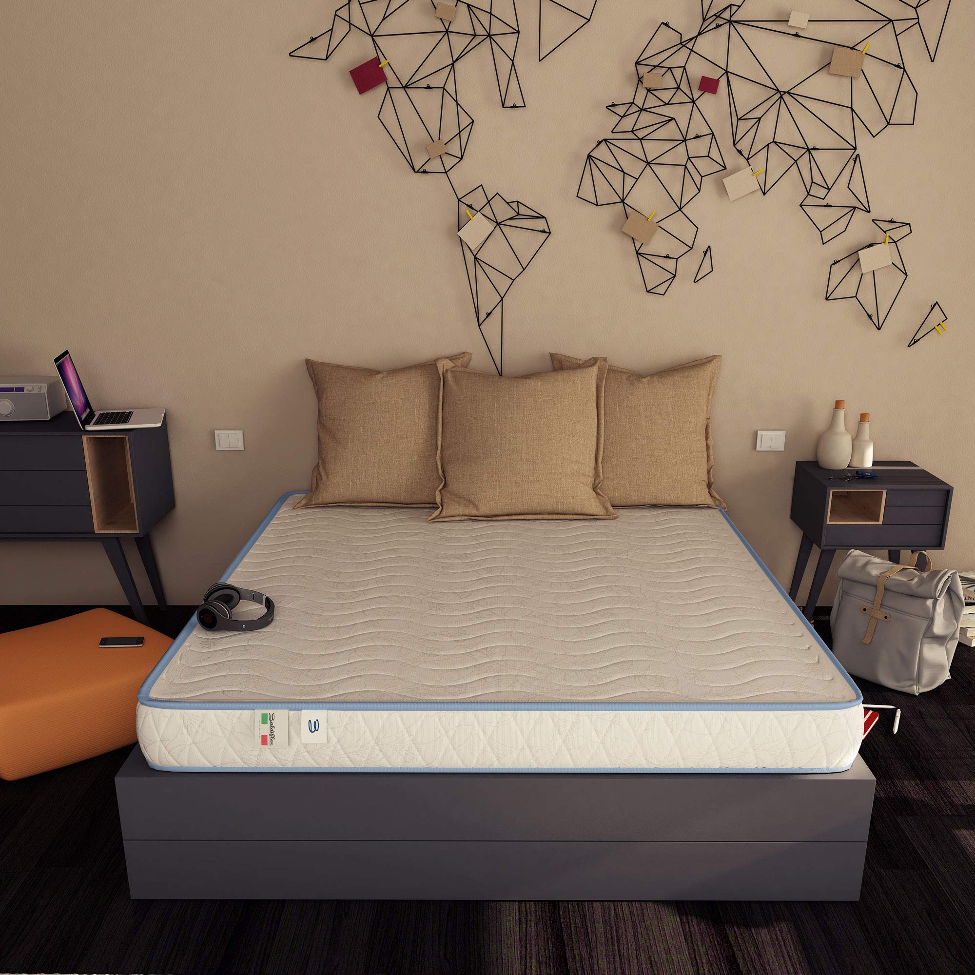 Baldiflex Materasso Singolo Easy Basic L, H 18 cm in Poliuretano Espanso Waterfoam, Ortopedico, Antiacaro, Misura 80x190 cm