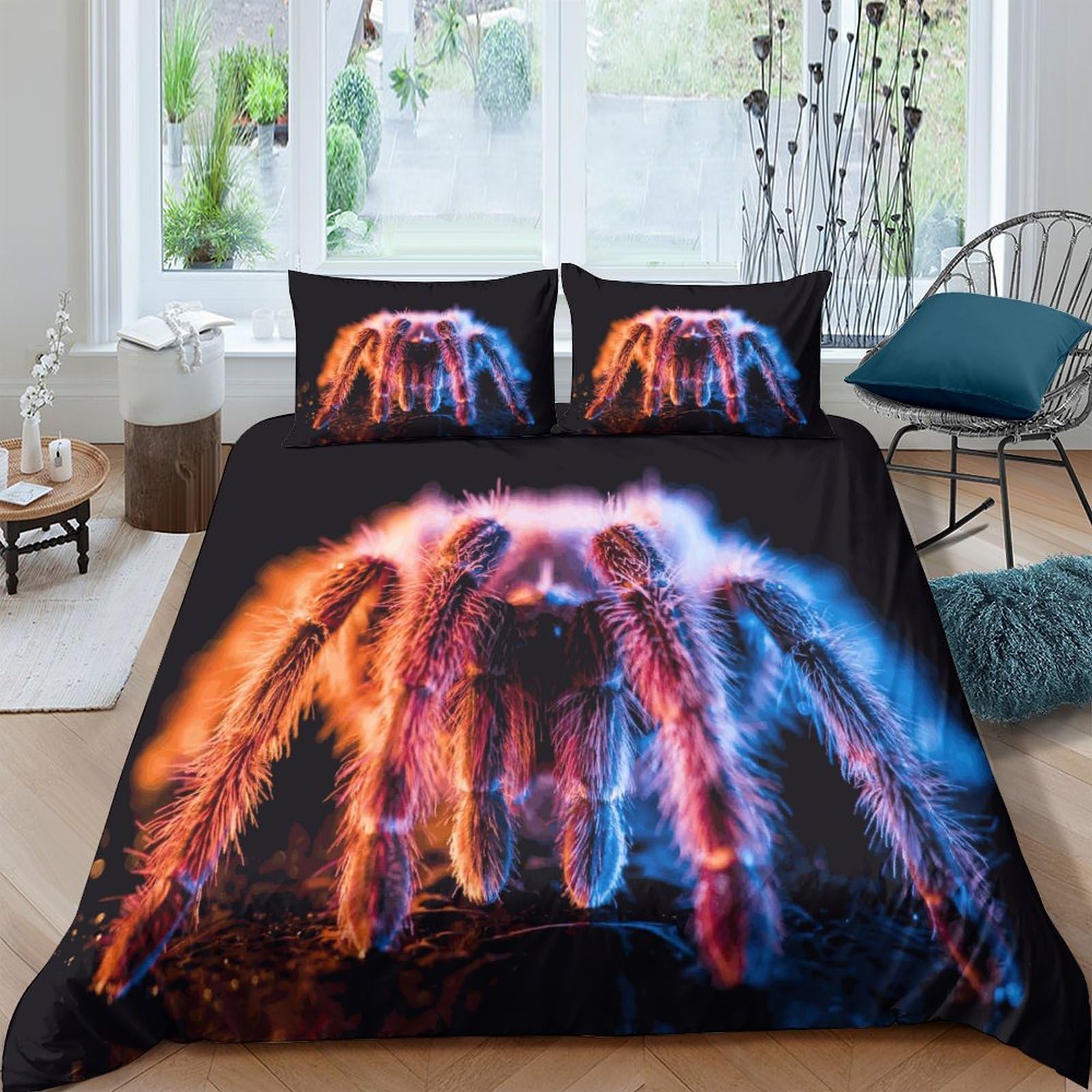 MXRMXR Spider 3D Digital Print Bedding Sets with Pillowcase Duvet Cover Soft Microfiber 3 Piece Set Quilt Cover with Zipper Closure for Kids Adult Teens King（220x240cm）