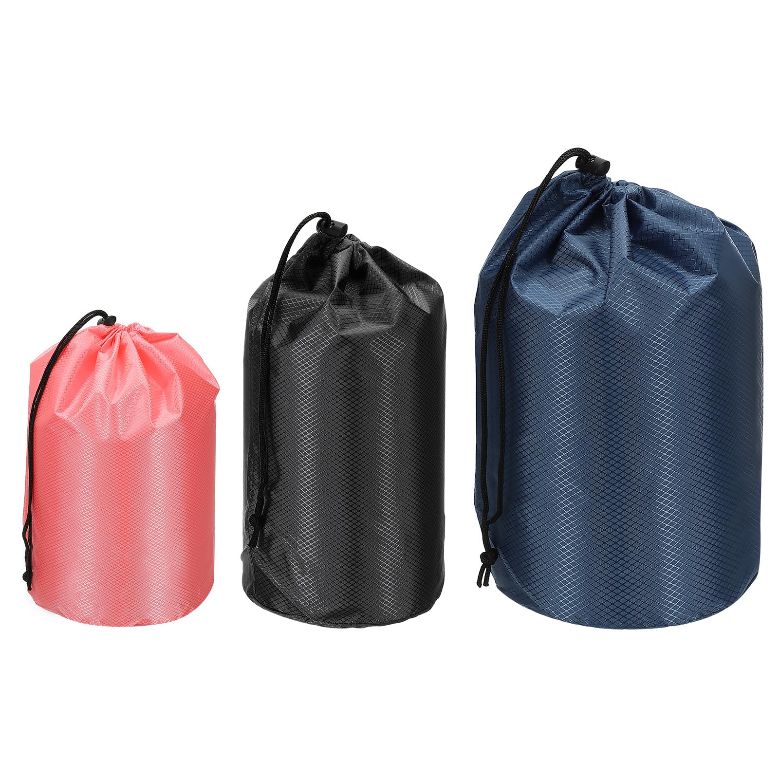 PATIKIL Stuff Sack 4x8/5x10/7x13, 3 Pcs Waterproof Outdoor Storage Sack Portable Drawstring Dust Flap Bag Sleeping Bag for Camping Hiking Backpacking, Pink/Black/Blue