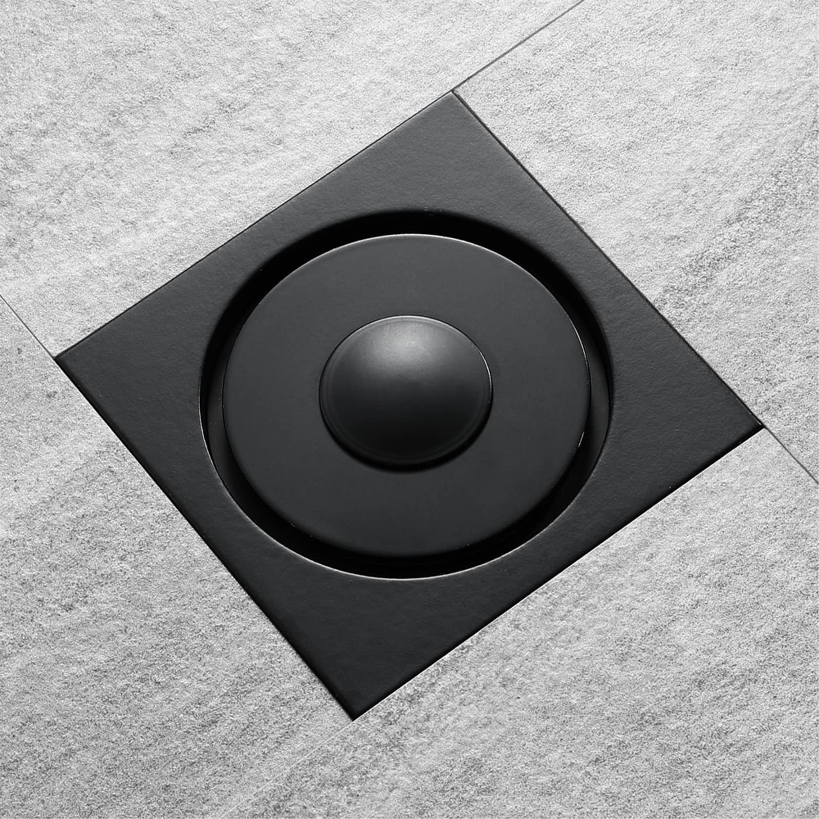 Drenaje de Piso para Lavadora con Cubierta de Patrón Redondo Extraíble, Desagüe de Ducha de latón Negro Desagüe de Lavabo de Baño con Coladores (10 x 10 cm)
