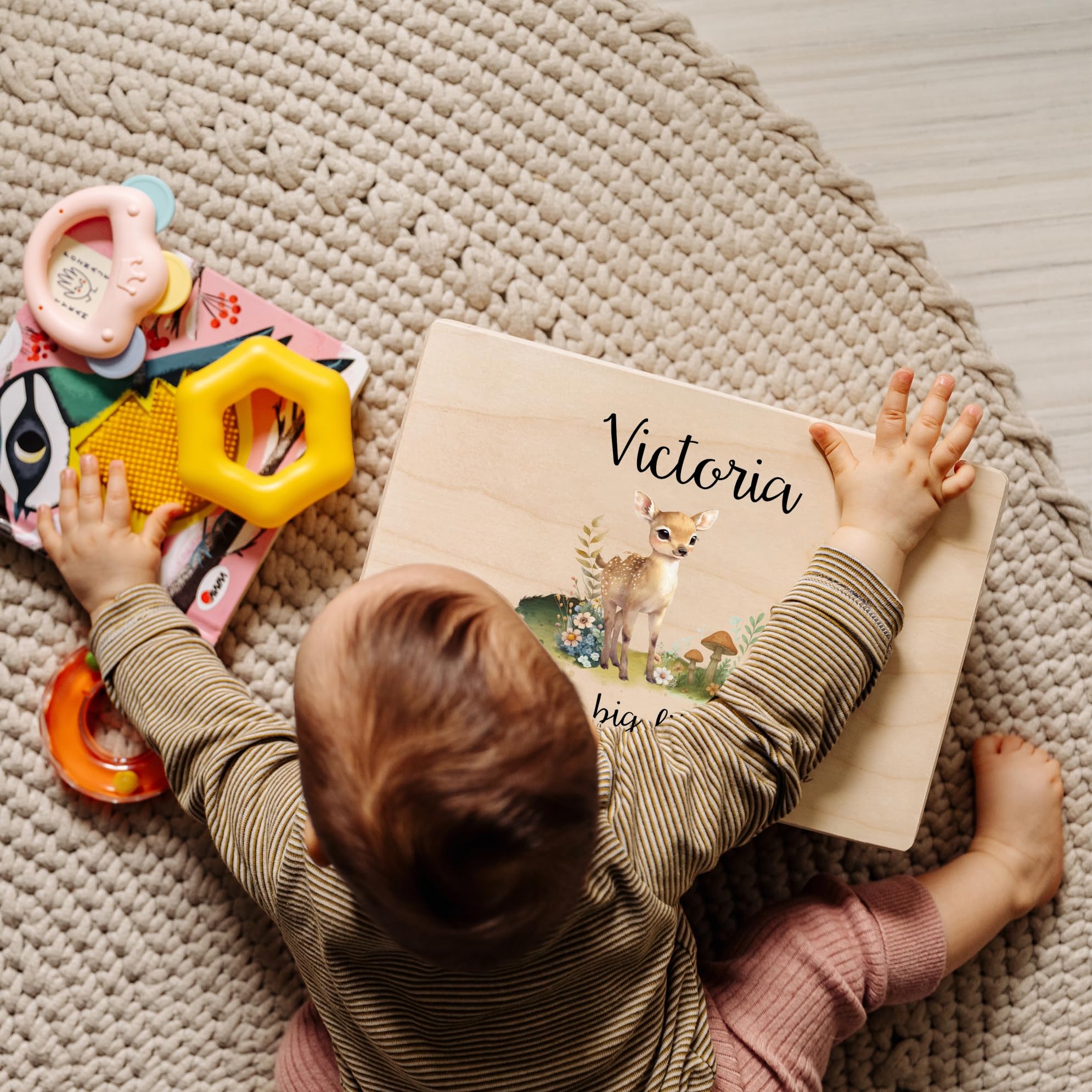 Creative Deco Scatola dei Ricordi Personalizzata per Bambini | Scatola in Legno Naturale con Nome | Cervo | Cassetta Portaoggetti per Conservare Ricordi, Giocattoli, Personalizzata con Stampa