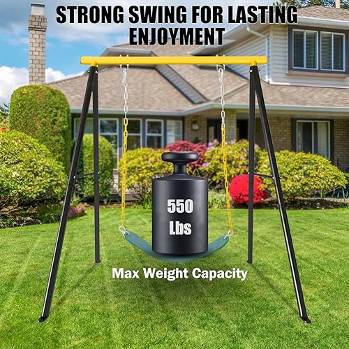 Miniatura 6 de Juegos de columpios para patio trasero, columpio de porche con marco A resistente, columpio de bebé de 440 libras para exteriores, columpio de patio