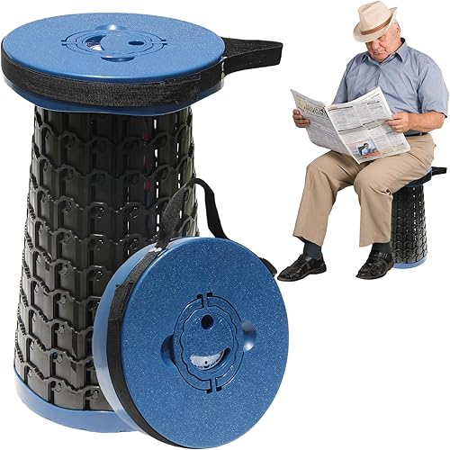 ALEVMOOM Taburete plegable de 18 pulgadas, peso máximo de 800 libras, silla telescópica portátil resistente ligera para viajes y campamento, regalo