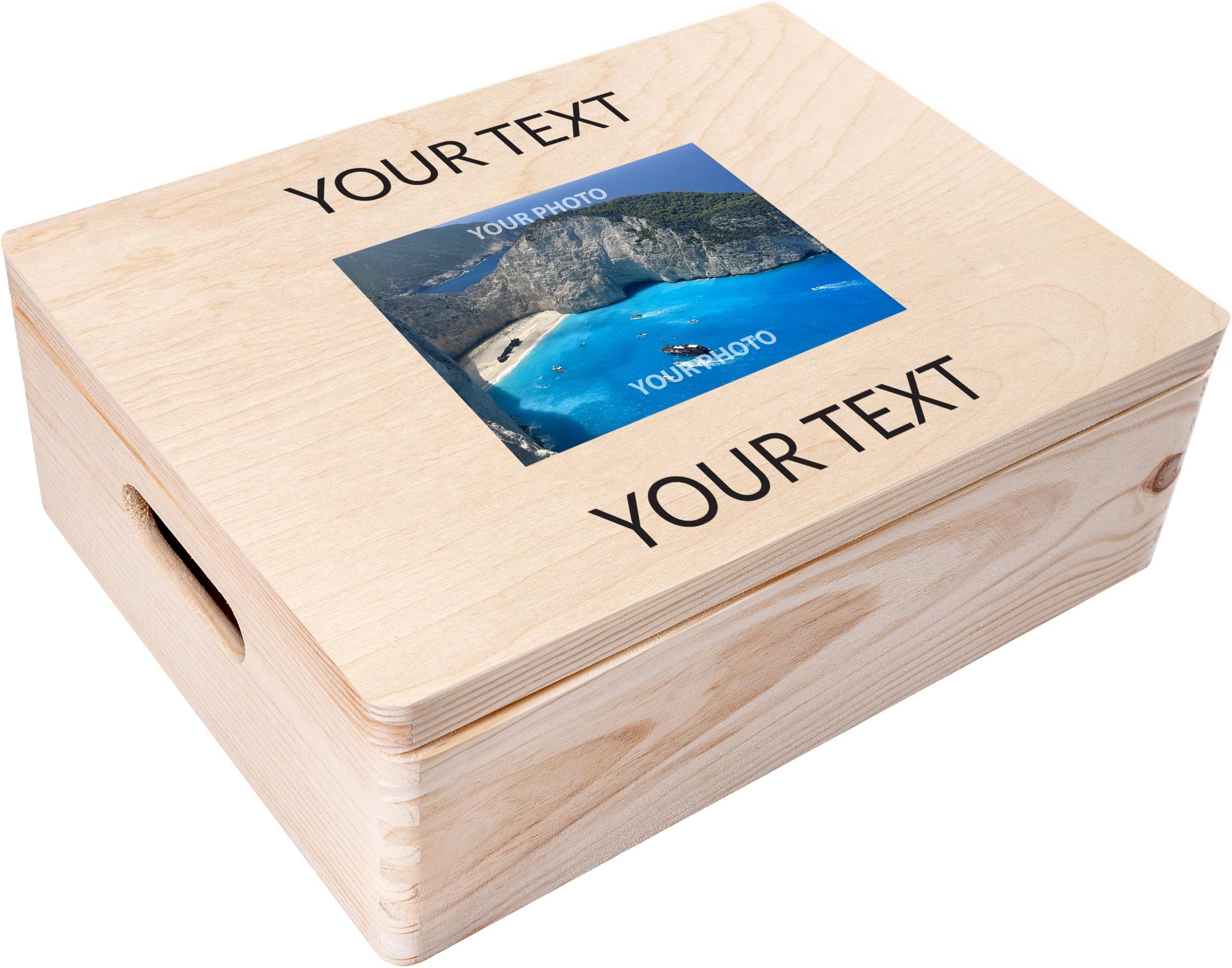 Creative Deco Personalised Any Text + Any Photo Gifts for Women, Men, Girls or Boys | Unique Custom Gift Box for Him/Her | Customised Wooden Storage Box | Perfect as a Keepsake or Decoration