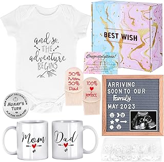 Gift for New Parents-New Mom Gifts for Women- Announcements Pregnancy Gifts for First Time Moms, Gender Reveal Gifts for New Parents Mom and Dad Mugs