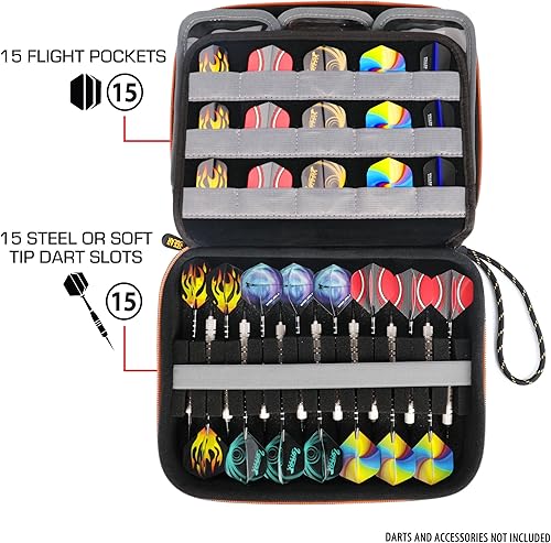 Miniatura 4 de USA Gear Estuche de Dardos Semi Rígido XL - Estuche Protector para Juego de Dardos de 15 Piezas, Puntas, Plumas y Ejes, y más Accesorios - Diseño