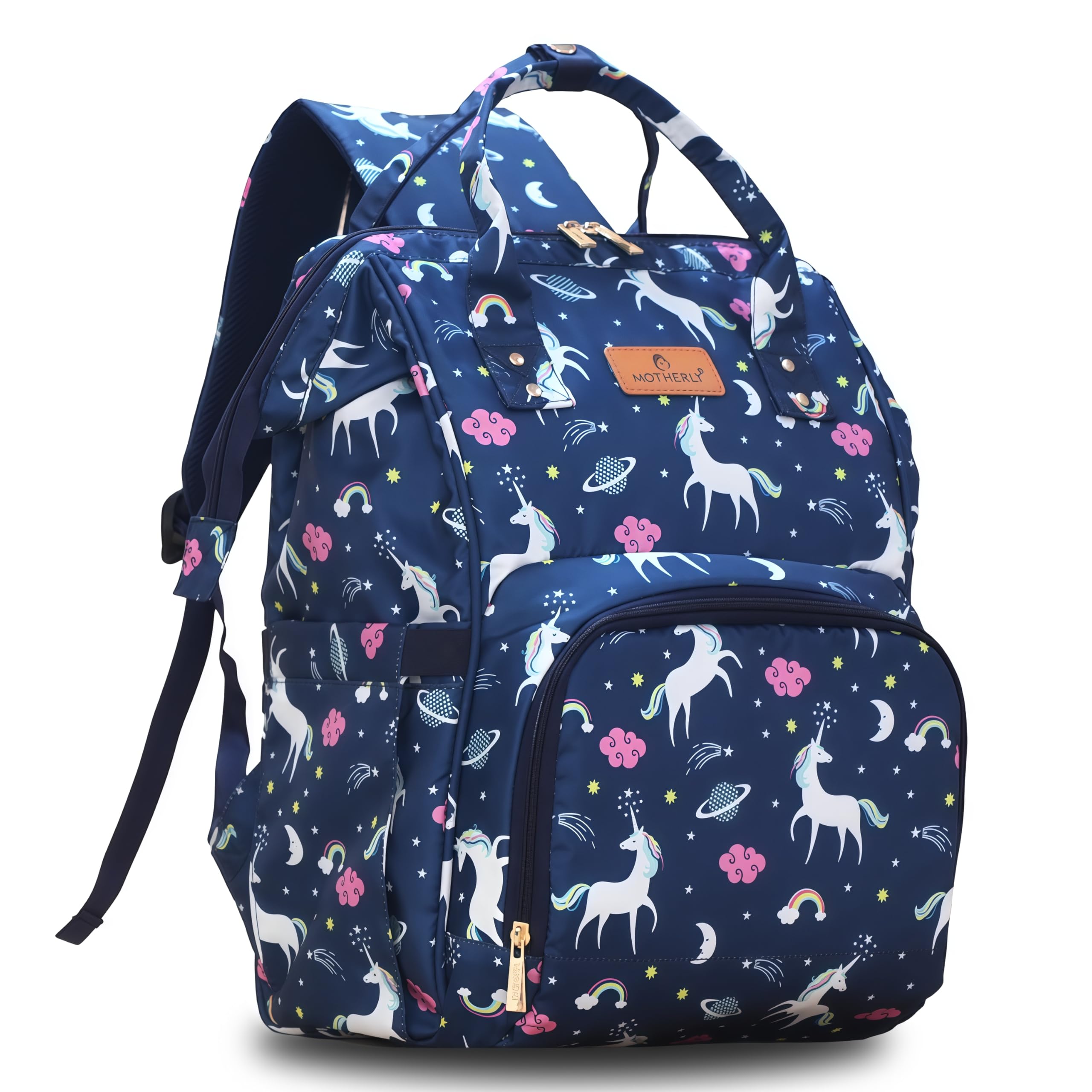 Motherly Elegant Diaper Bag for Mothers for Travel with Warranty, Maternity Bag for Newborn Baby, Mothers Travelling Bag, Multipocket Water Resistant Baby Bag, Hospital Bag for Moms (Unicorn Blue)