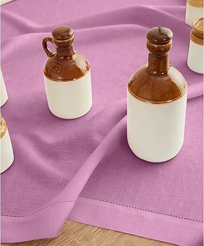 Miniatura 9 de Solino Home Camino de mesa de lino violeta de 90 pulgadas de largo, 100% lino puro con vainica de 14 x 90 pulgadas para comedor y verano, punto