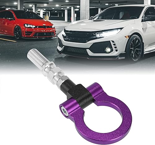 Miniatura 2 de X AUTOHAUX Tornillo de gancho de remolque de remolque de parachoques delantero de aleación de aluminio púrpura