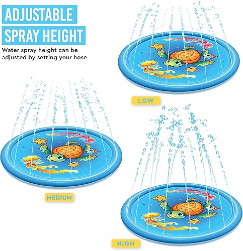 Miniatura 5 de Almohadilla de salpicaduras mejorada – 67 pulgadas – Rociador para niños y niños pequeños – Almohadillas antideslizantes para perros – Alfombra de