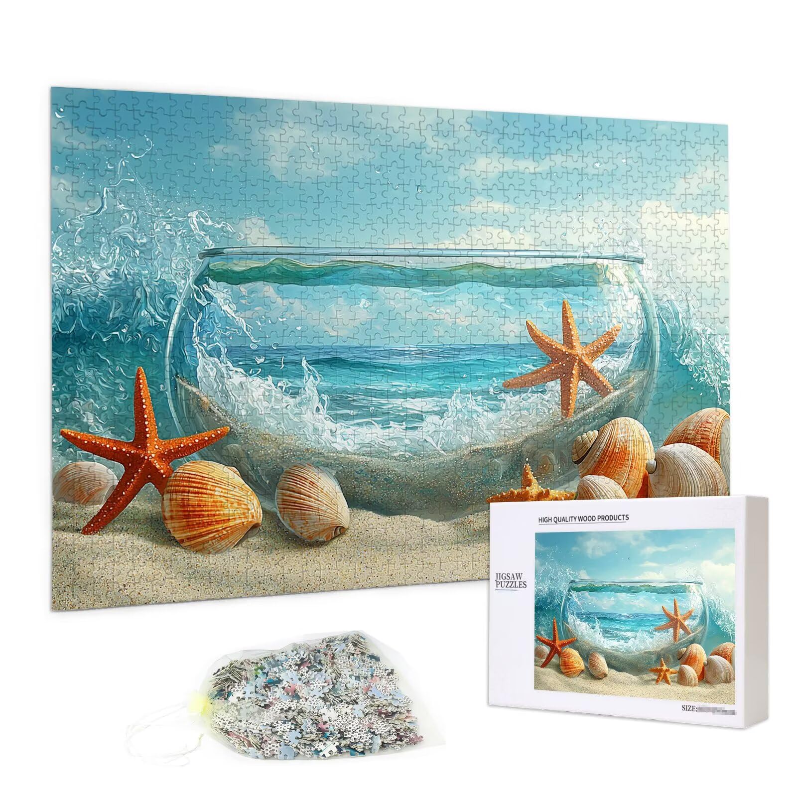 Puzzle 2000 Pezzi, Puzzle 2000 Pezzi per Adulti, Gioco Educativo Fai Da Te con Scatola Regalo per Adulti, Legno Spesso e Resistente, Impegnativi Rompecapo, Regalo Donne Uomo, Tema: Stella Marina, T-89