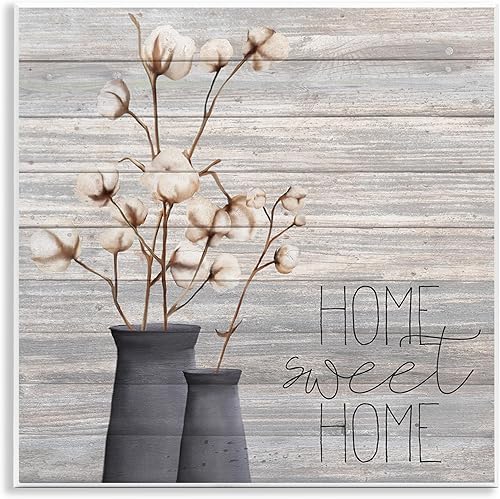 Miniatura 10 de Stupell Industries Grey Sweet Home - Lienzo decorativo para pared, diseño de flores en jarrón, 17 x 17 pulgadas