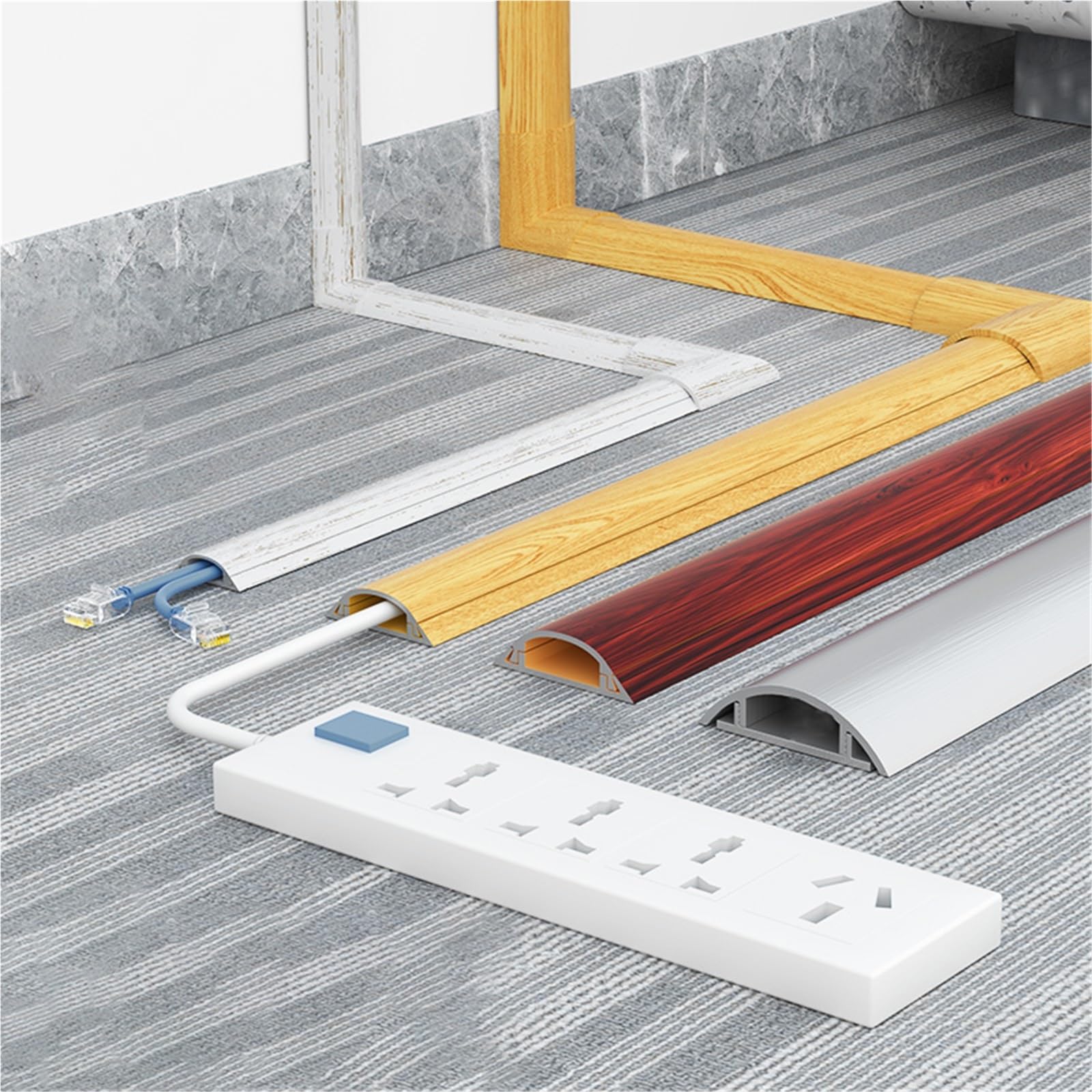 calpestabile passacavi 1 2 5 10 Pezzi Di Copricavi Per Canaline, Copricavi In ​​lega Di Alluminio Per La Gestione Dei Cavi In ​​officina, Autoadesivo(B-5 pcs,L x Outer Width 100cm x 50mm)