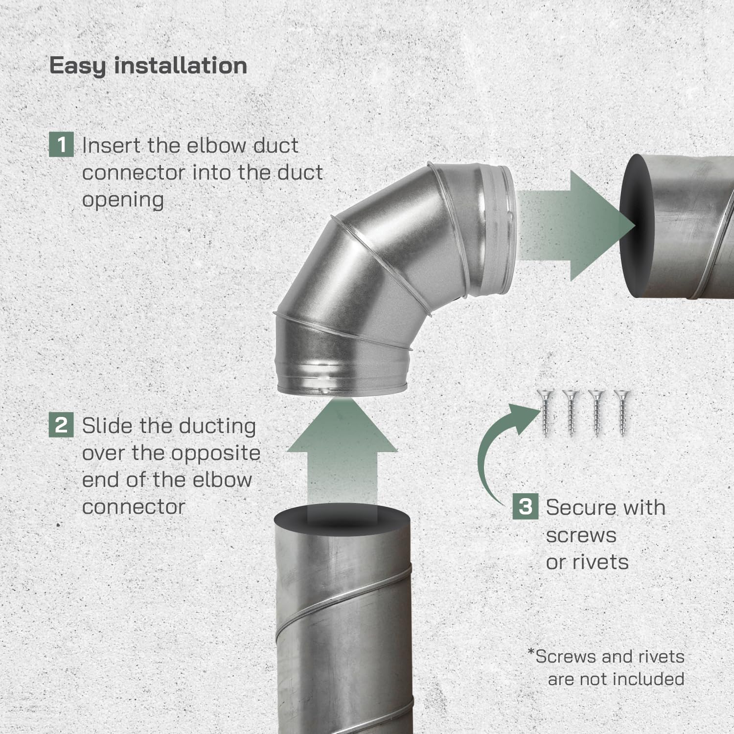 Vent Systems diameter 150 mm / 6" Inch Elbow Bend (90 Degree) Galvanised Steel Duct Pipe Connector for Round Ventilation - Image 4