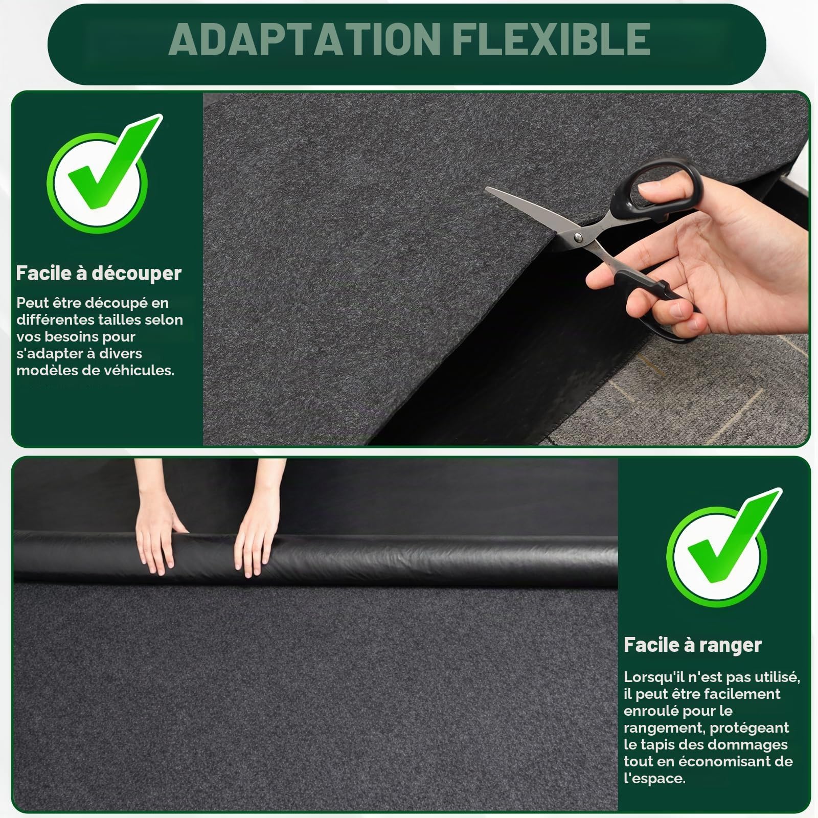 Tapis de Sol de Garage 100 x 300 cm, Absorbant et Imperméable, 2 Pièces