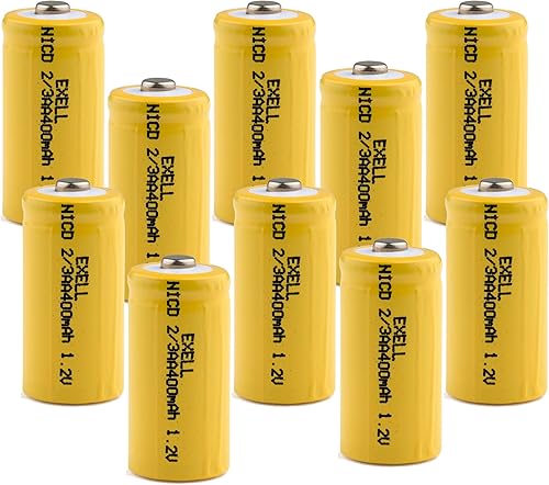 Miniatura 10 de Exell - Paquete de 3 baterías recargables de níquel cadmio de 1,2 voltios, 23 AA, 400 mAh, repuesto de batería para quitapolvos, ciclomotores